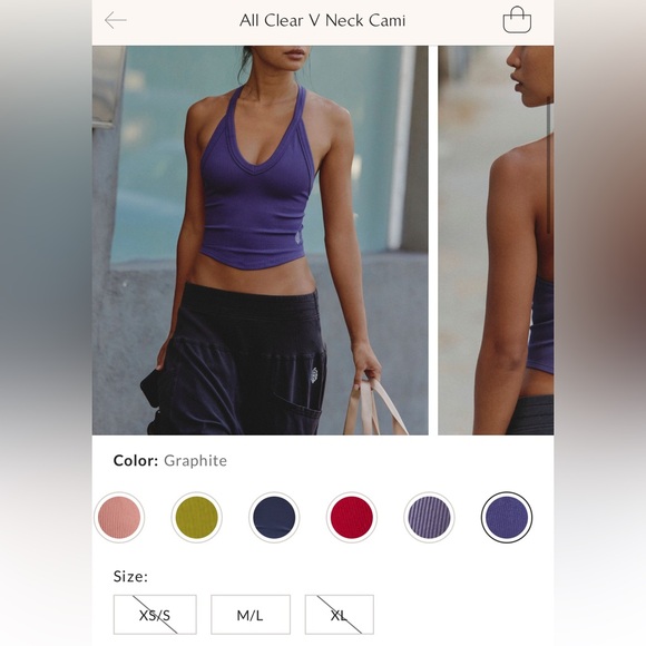 NWT Free People FP Movement All Clear V Neck Cami - graphite purple - M/L, XL - Picture 6 of 8